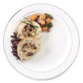 EMI Yoshi&reg; Glimmerware White 9" Plate with Silver Band