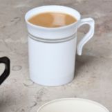 EMI Yoshi&reg; 8 Oz. White w/ Silver Band Mug