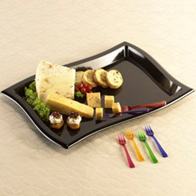 EMI Yoshi&reg; Black Plastic 10" x 14" Waves Tray