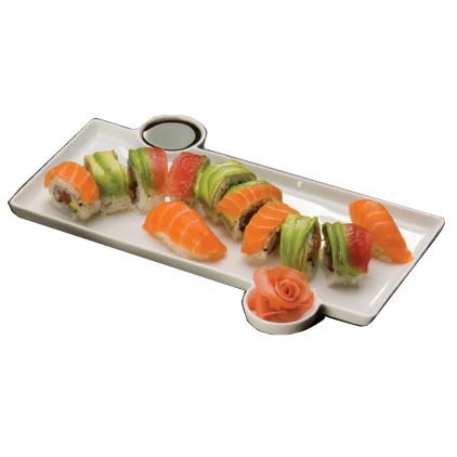American Metalcraft 13" Sushi Plate with Built In Sauce Cup