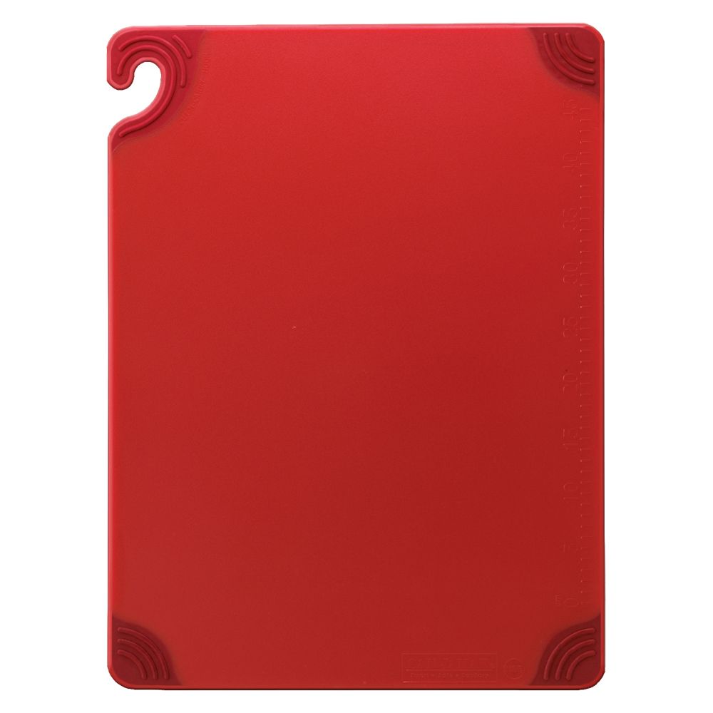 San Jamar Red 8" x 12-1/2" Saf-T-Grip Cutting Board