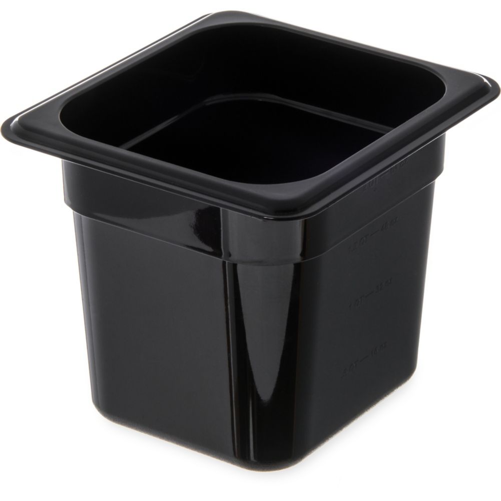 Carlisle&reg; Top Notch&reg; Black 1/6 Size 6" Deep Food Pan