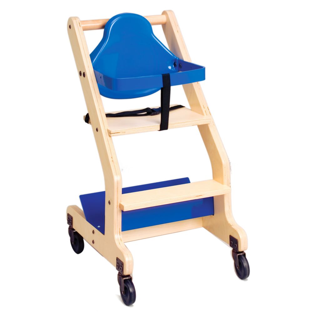 Koala Kare Blue Seat Natural Wood Bistro High Chair