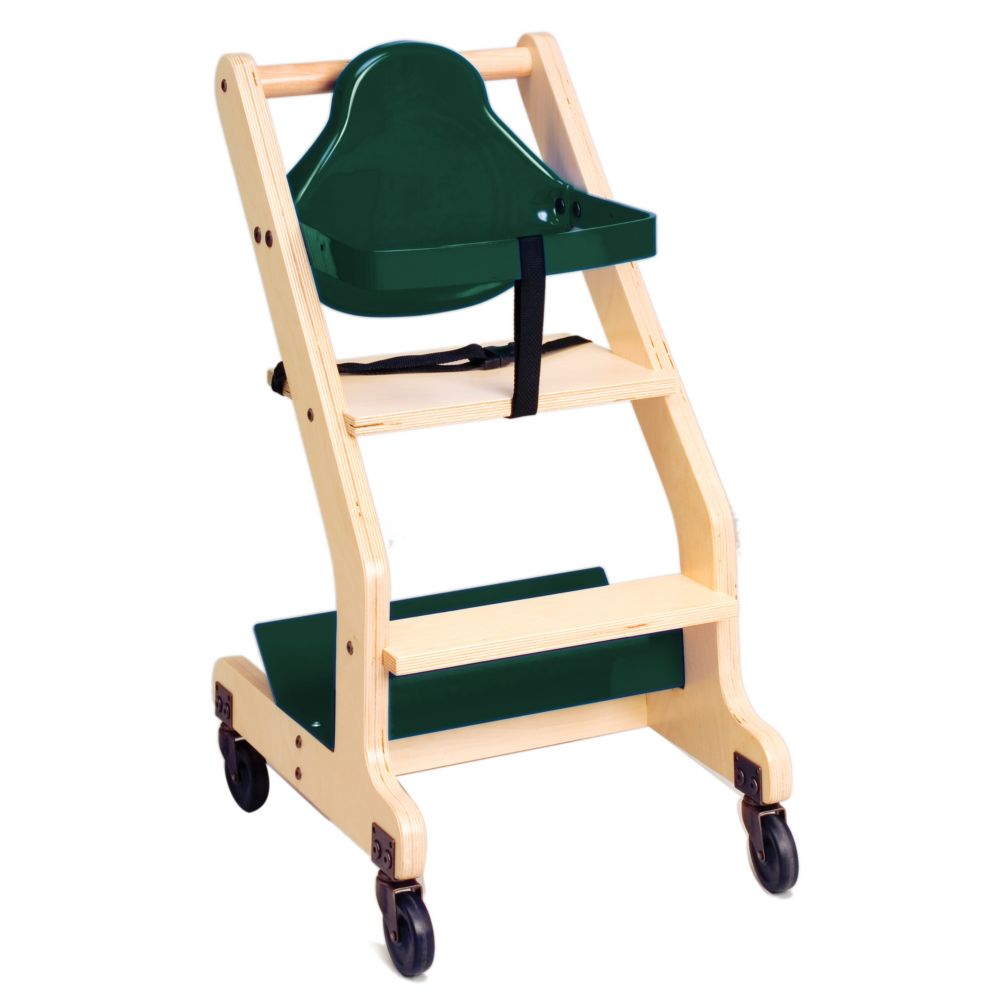 Koala Kare Green Seat Natural Wood Bistro High Chair