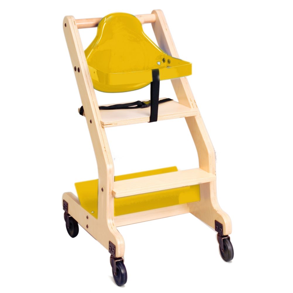 Koala Kare Yellow Seat Natural Wood Bistro High Chair