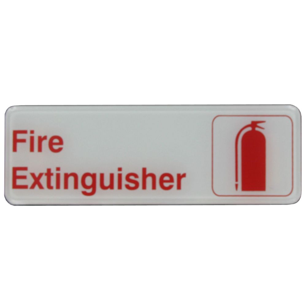 Tablecraft Products Red On White 3 in. x 9 in. Fire Extinguisher Sign