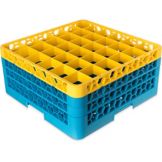 Carlisle OptiClean 36 Compartment Blue/Yellow Glass Rack W/ 3 Extender