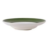 Tuxton China Eggshell 12 in. 18.5 Oz. Pasta Bowl w/ Spring Green Brush