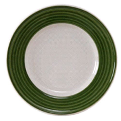 Tuxton China Eggshell 11-1/4" Plate with Spring Green Brush