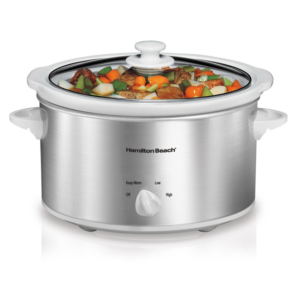 Hamilton Beach Clear Lid Silver 4 Qt. Slow Cooker