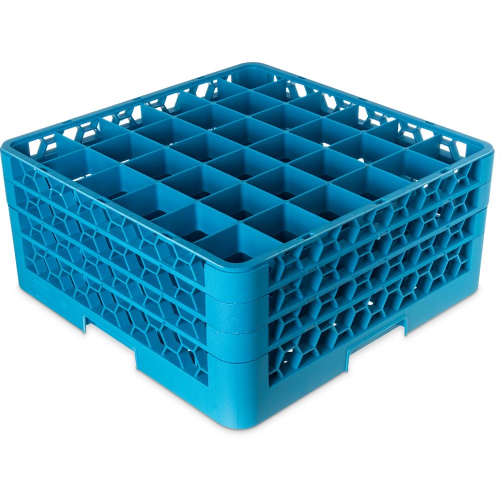 Carlisle 36 Compartment Carlisle Blue Glass Rack with 3 Extenders