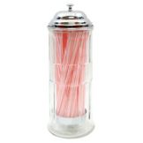 Tablecraft Chrome Plated Top Glass Straw Dispenser