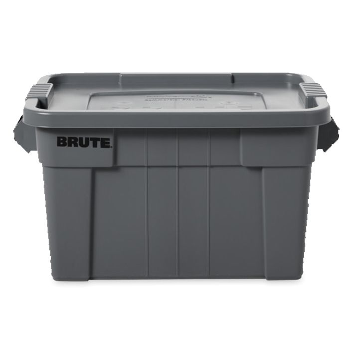 Rubbermaid BRUTE&reg; Gray Rectangular 14 Gal Tote w/ Lid