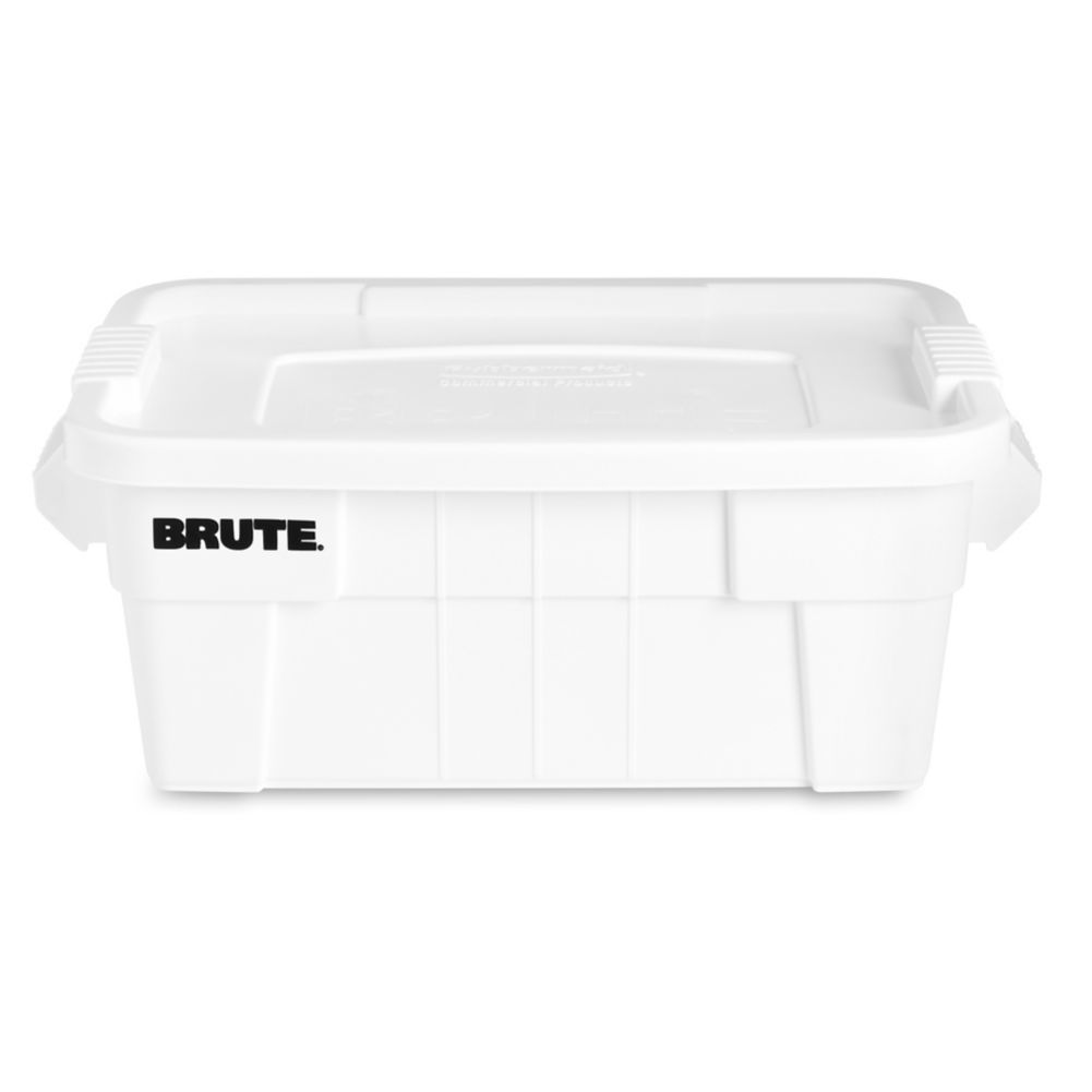 Rubbermaid BRUTE&reg; White Rectangular 14 Gal Tote w/ Lid
