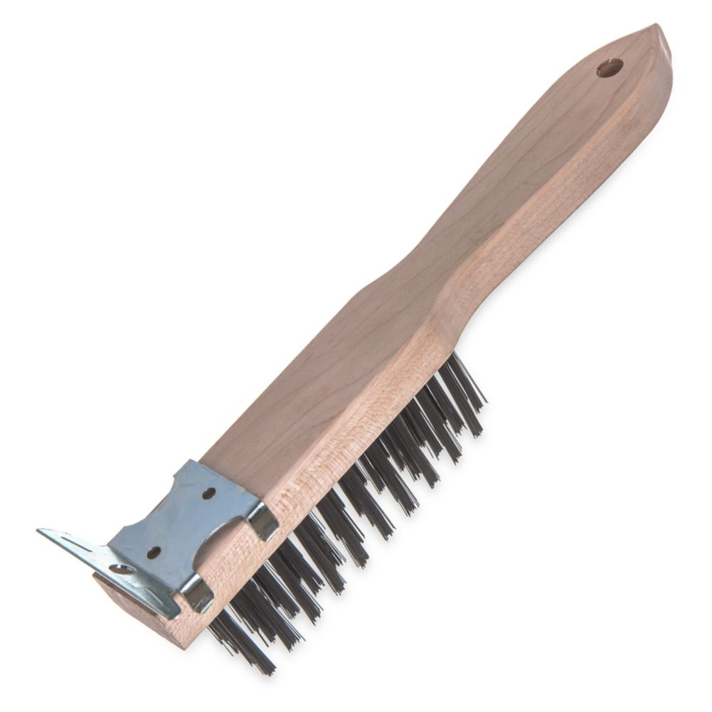 Carlisle Steel Wire Brush w/ Scraper, 13-3/4"