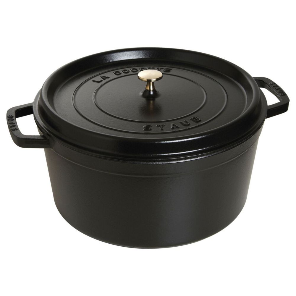 Staub 1103425 Black Cast Iron 13.25 Qt. Round Cocotte | Wasserstrom