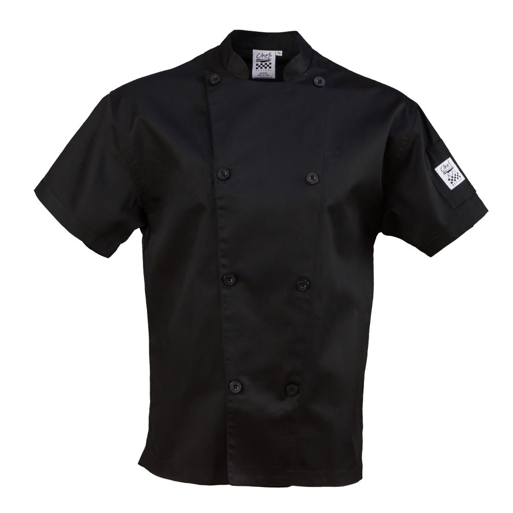 Chef Revival J205BK-XL Performance XL Black Short Sleeve Chef Jacket