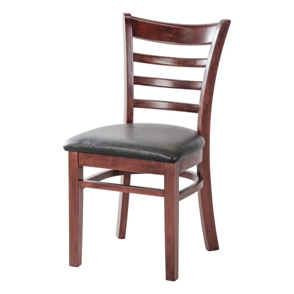 MKLD Commercial Furniture 6241W Wood Ladder Back Chair with Black Seat