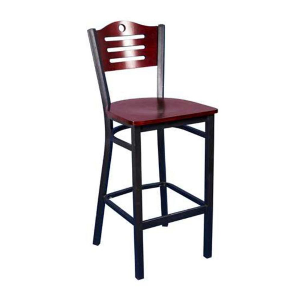MKLD Commercial Furniture M836BS-B-M Wood Bar Stool with Metal Frame