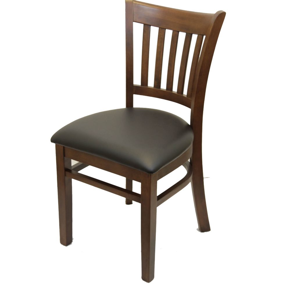 MKLD Commercial Furniture 6242W Wood Vertical Back Chair w/ Black Seat