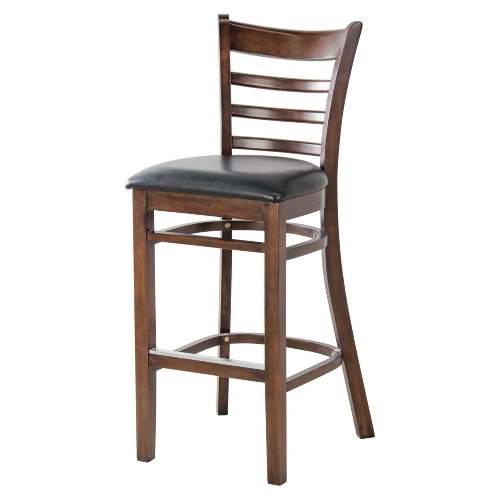 MKLD Commercial Furniture 6241BS-W Ladder Back Bar Stool w/ Black Seat