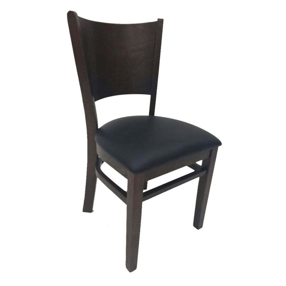 MKLD Commercial Furniture 6236W Wood Back Chair with Black Vinyl Seat