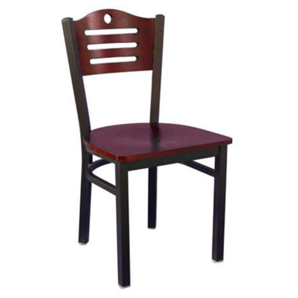 MKLD Commercial Furniture M836B-M Mahogany Wood Chair with Metal Frame