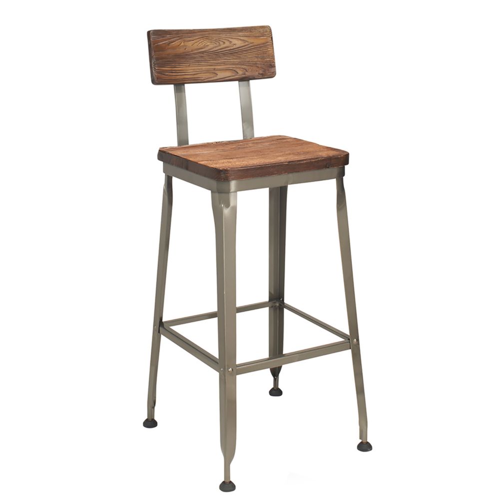 G & A Commercial Seating 645 RA Hudson Bar Stool w/ Reclaimed Wood