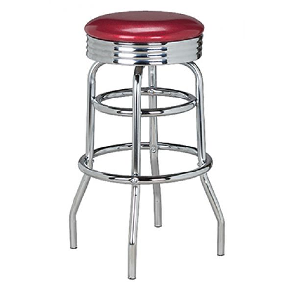 G & A 144 Classic Red Stool with Chrome Frame