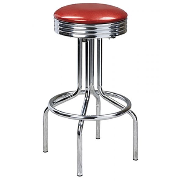 G & A 147 Classic Red Stool with Chrome Frame