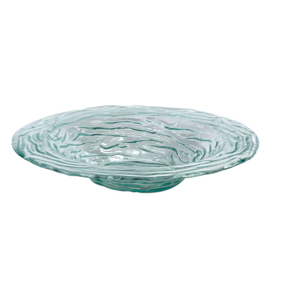 Buffet Euro 16" Round Green Glass Bowl