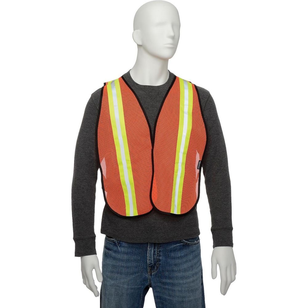 Global Industrial Equipment 695304 One Size Orange Hi-Vis Safety Vest