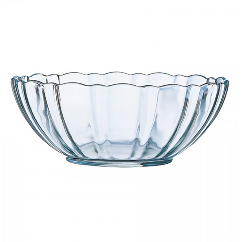 Arcoroc N2608 Clear 72 Ounce Arcade Bowl with Ridged Edges - 12