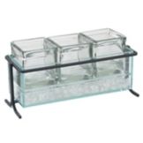 Cal-Mil&reg; Black Steel Frame Condiment Display w/3 Glass Cubes