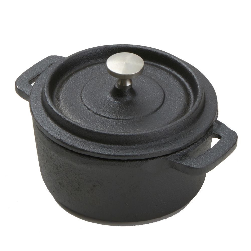 American Metalcraft Cast Iron 4" Round Single Casserole w/ Lid
