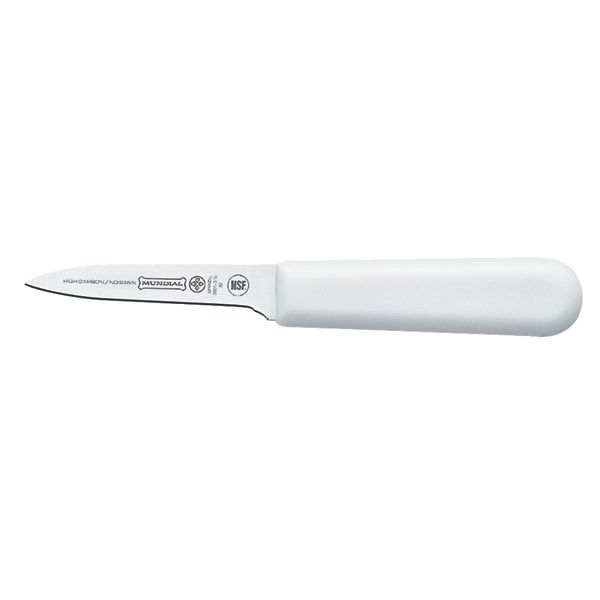 Mundial Chef Style Paring Knife w/ White Handle - 3-1/4"