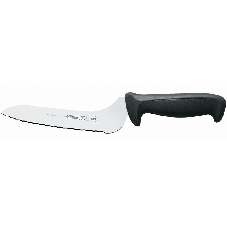 Mundial Offset Serrated Sandwich Knife w/ Black Handle - 9"