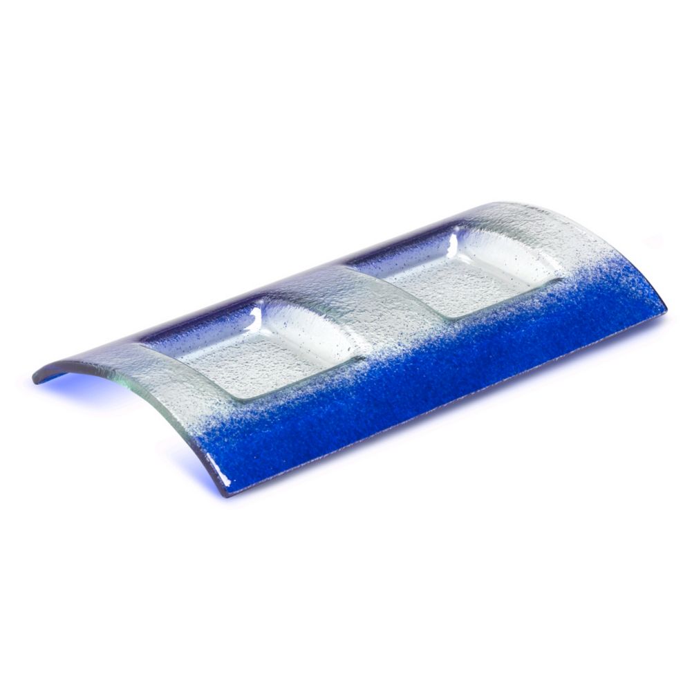 Steelite Creations Glass Blue 2-Section Curved Plate