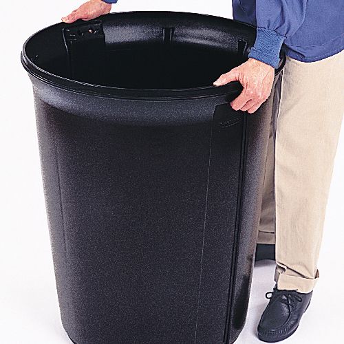 Rubbermaid Atrium&reg; Black Classic Funnel Top 35 Gal Container