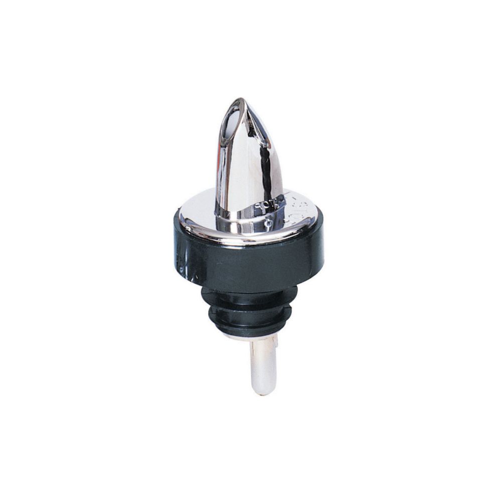 Spill-Stop Chrome Plastic Pourer with Black Collar