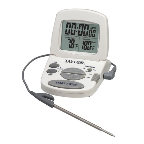 Taylor® 1470N - Classic Plastic Gray Digital Kitchen Thermometer with Timer  & Alarm (32°F - 392°F) 