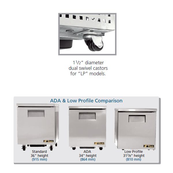 True&reg; 4-Drawer 12 Cu Ft Low Profile Undercounter Refrigerator