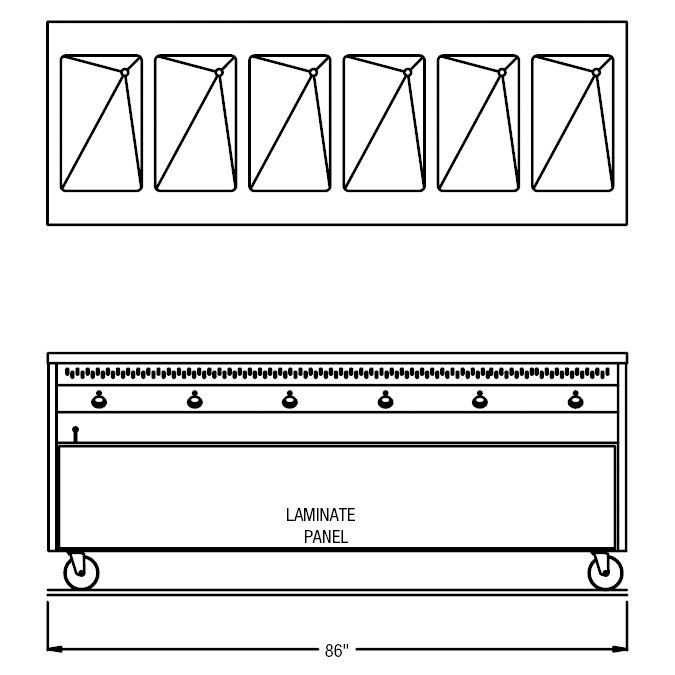 Randell&reg; Ranserve Enclosed Cabinet 6 Well Hot Food Table