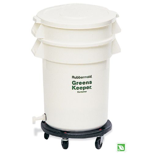 Rubbermaid GreensKeeper&reg; White 20 Gal Container w/ Lid & Dolly