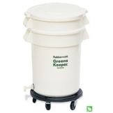 Rubbermaid GreensKeeper&reg; White 20 Gal Container w/ Lid & Dolly