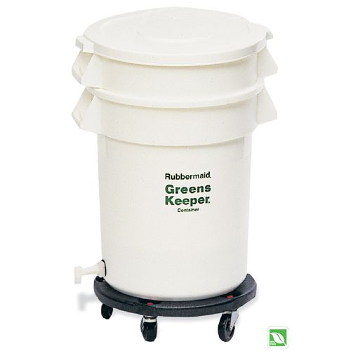 Rubbermaid GreensKeeper&reg; White 32 Gal Container w/ Lid & Dolly