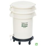 Rubbermaid GreensKeeper&reg; White 32 Gal Container w/ Lid & Dolly