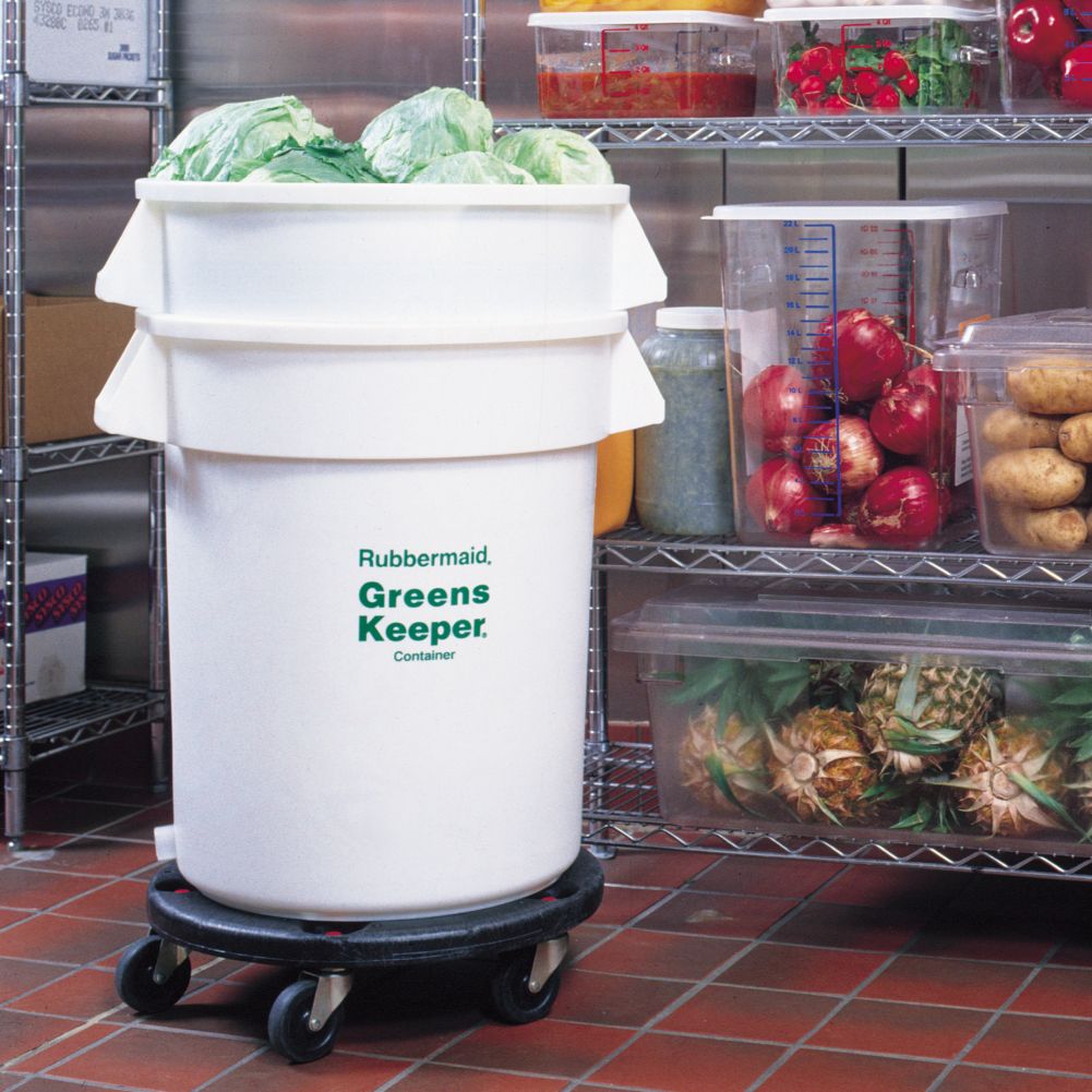 Rubbermaid GreensKeeper&reg; White 32 Gal Container w/ Lid & Dolly