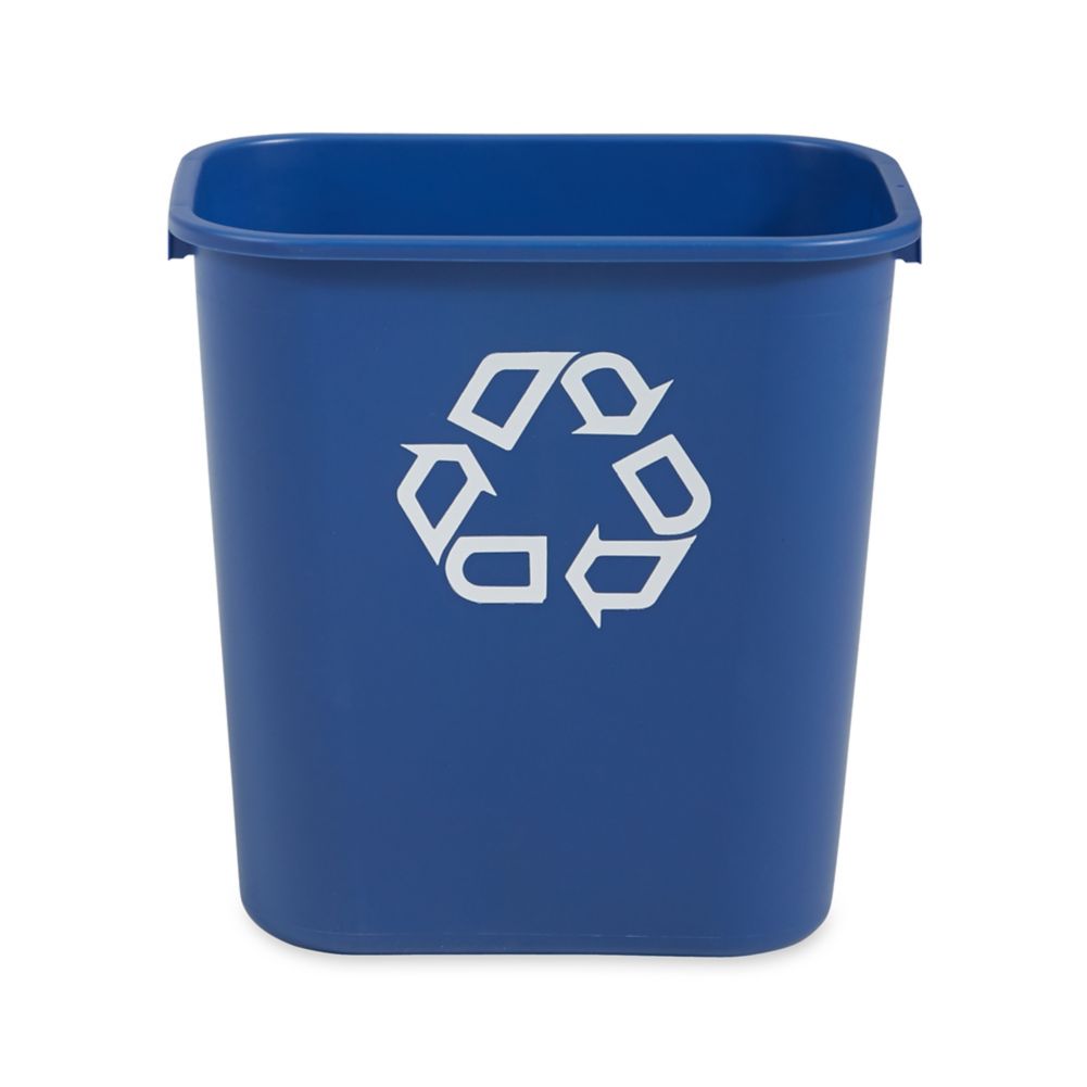 Rubbermaid Medium Blue 28 Qt Recycling Container w/ Universal Symbol