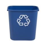 Rubbermaid Medium Blue 28 Qt Recycling Container w/ Universal Symbol